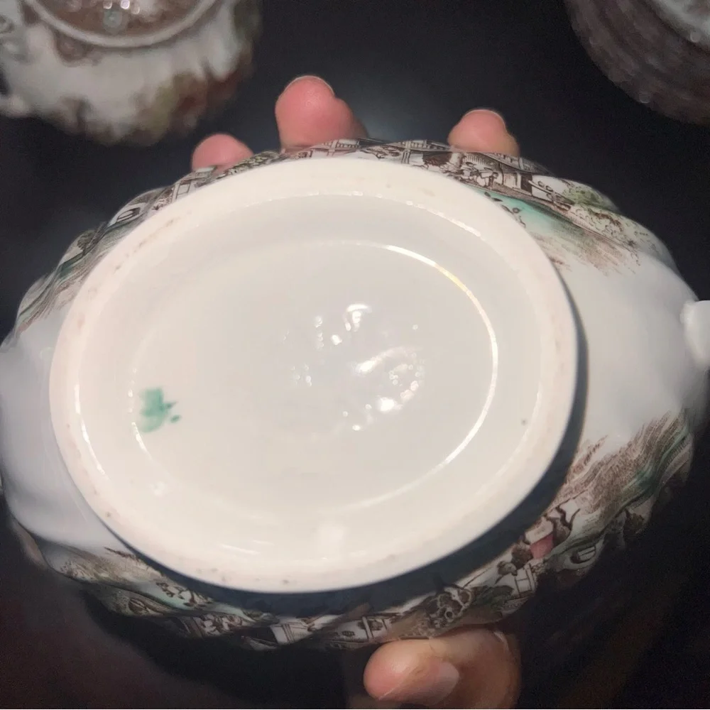 Johnson Brothers Heritage Hall Gravy Boat & Under Plate, Sugar And Cream Bowl